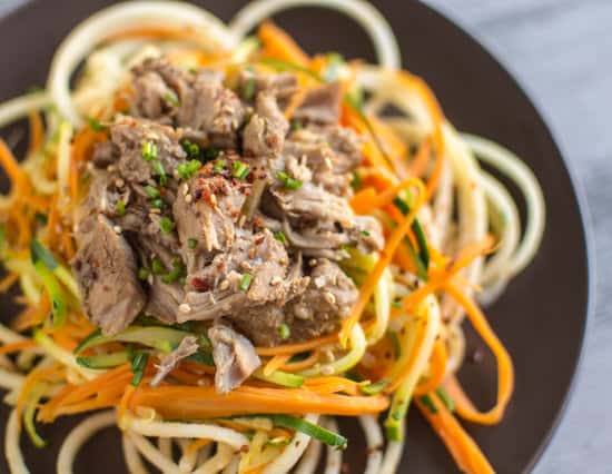 Asian Slow Cooker Pork with Zucchini Carrot and Apple Noodles | webserie.futebolmilionario.com