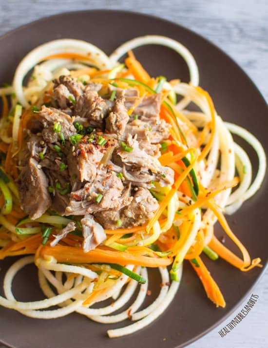 Asian Slow Cooker Pork with Zucchini Carrot and Apple Noodles | webserie.futebolmilionario.com