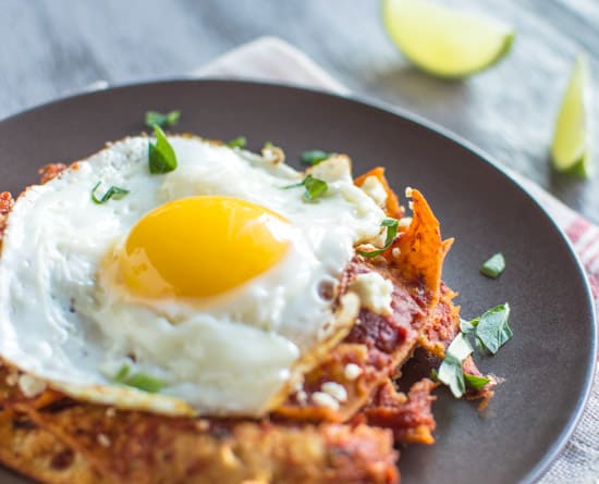 Chilaquiles with Homemade Tomato Sauce & Fried Eggs