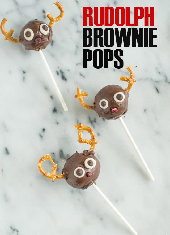 These adorable Rudolph Brownie Pops are delicious and gluten-free!