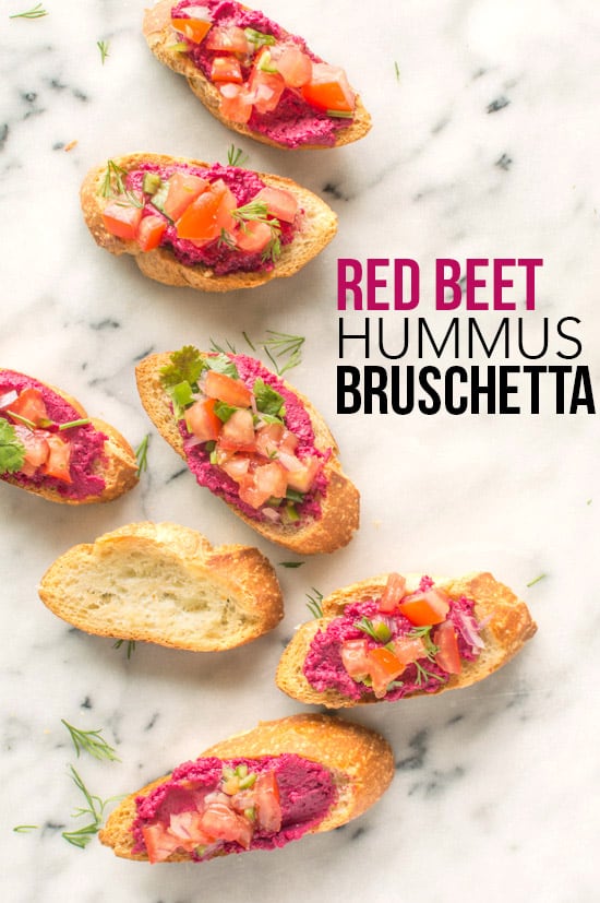 The perfect appetizer - Red Beet Hummus Bruschetta | webserie.futebolmilionario.com
