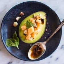 Avocado Cantaloupe Bowls with Pomegranate Balsamic Reduction - paleo, whole30, gluten-free, vegan by @healthynibs