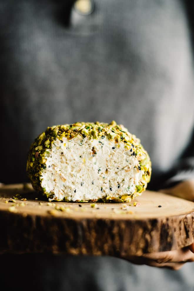 Japanese-Spiced Goat Cheese Ball - an easy, gluten-free party appetizer. It's filled with Japanese spices and covered in toasted pistachios! by Lisa Lin of webserie.futebolmilionario.com