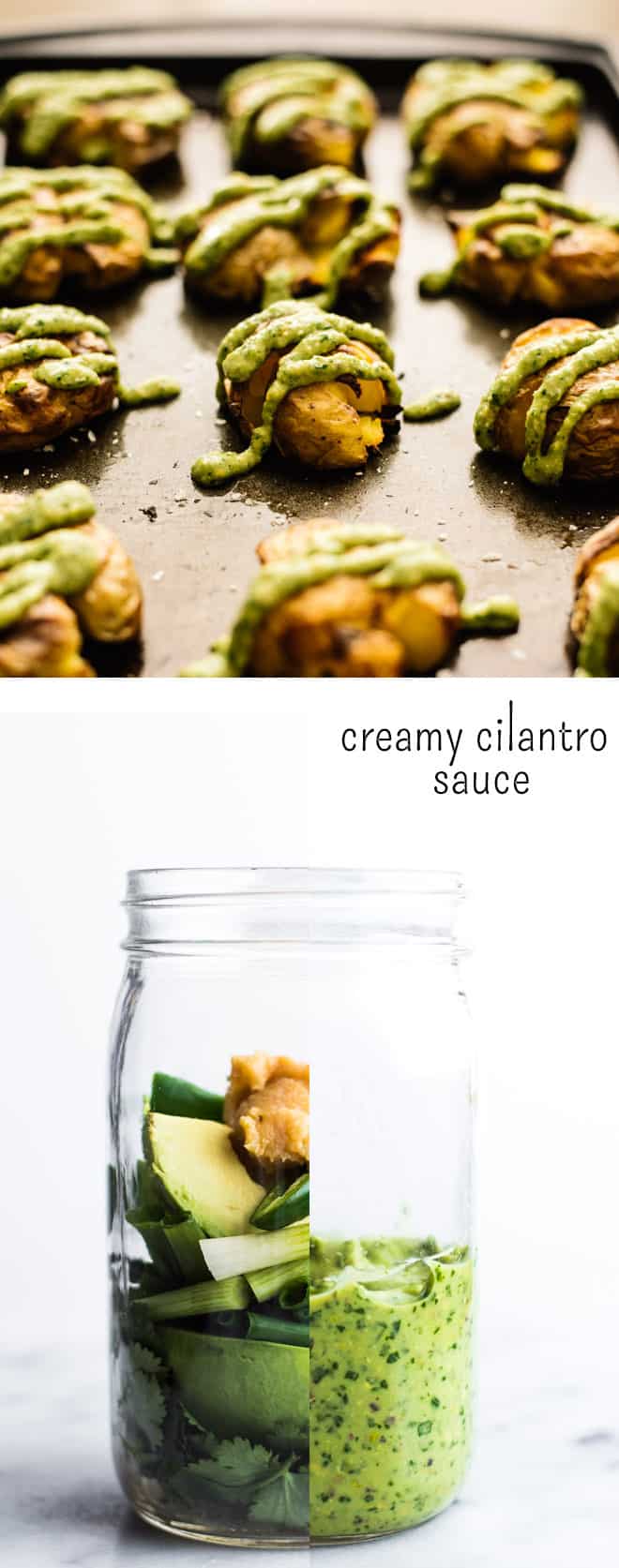 Versatile Creamy Cilantro Sauce - an easy, tasty sauce that only takes 5 minutes to make, and it goes well with everything! by Lisa Lin of webserie.futebolmilionario.com