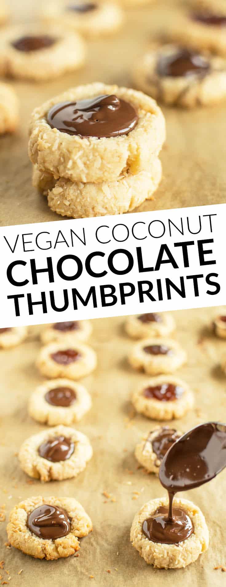 Buttery Vegan Coconut Chocolate Thumbprints are perfect for any occasion! by Lisa Lin | @healthynibs