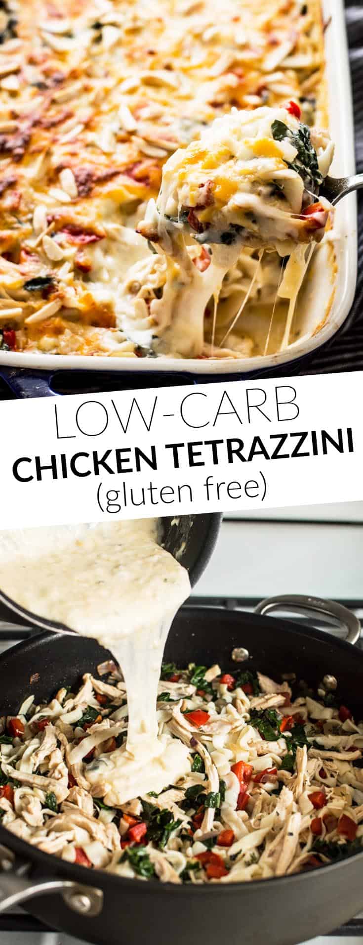 Low Carb Chicken Tetrazzini - this gluten-free cheesy wonder uses tofu shirataki noodles instead of pasta! by @healthynibs