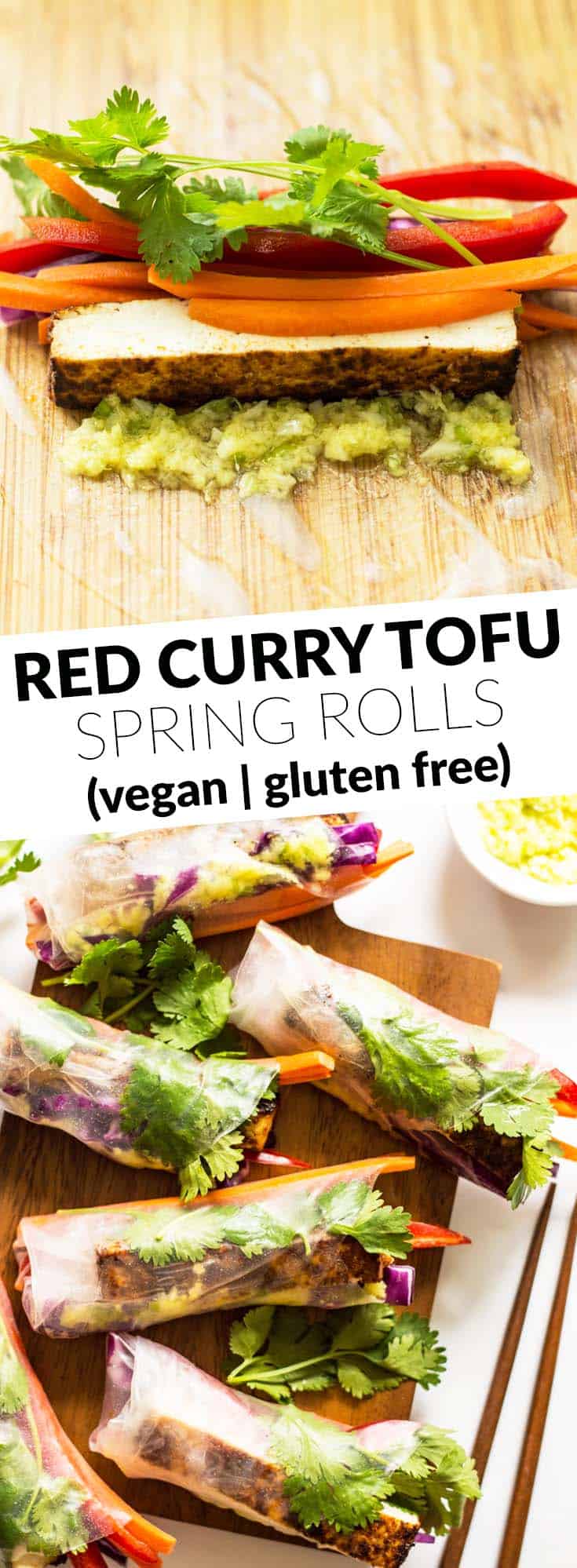 Red Curry Brown Sugar Tofu Spring Rolls - the perfect healthy vegan and gluten-free appetizer by @healthynibs