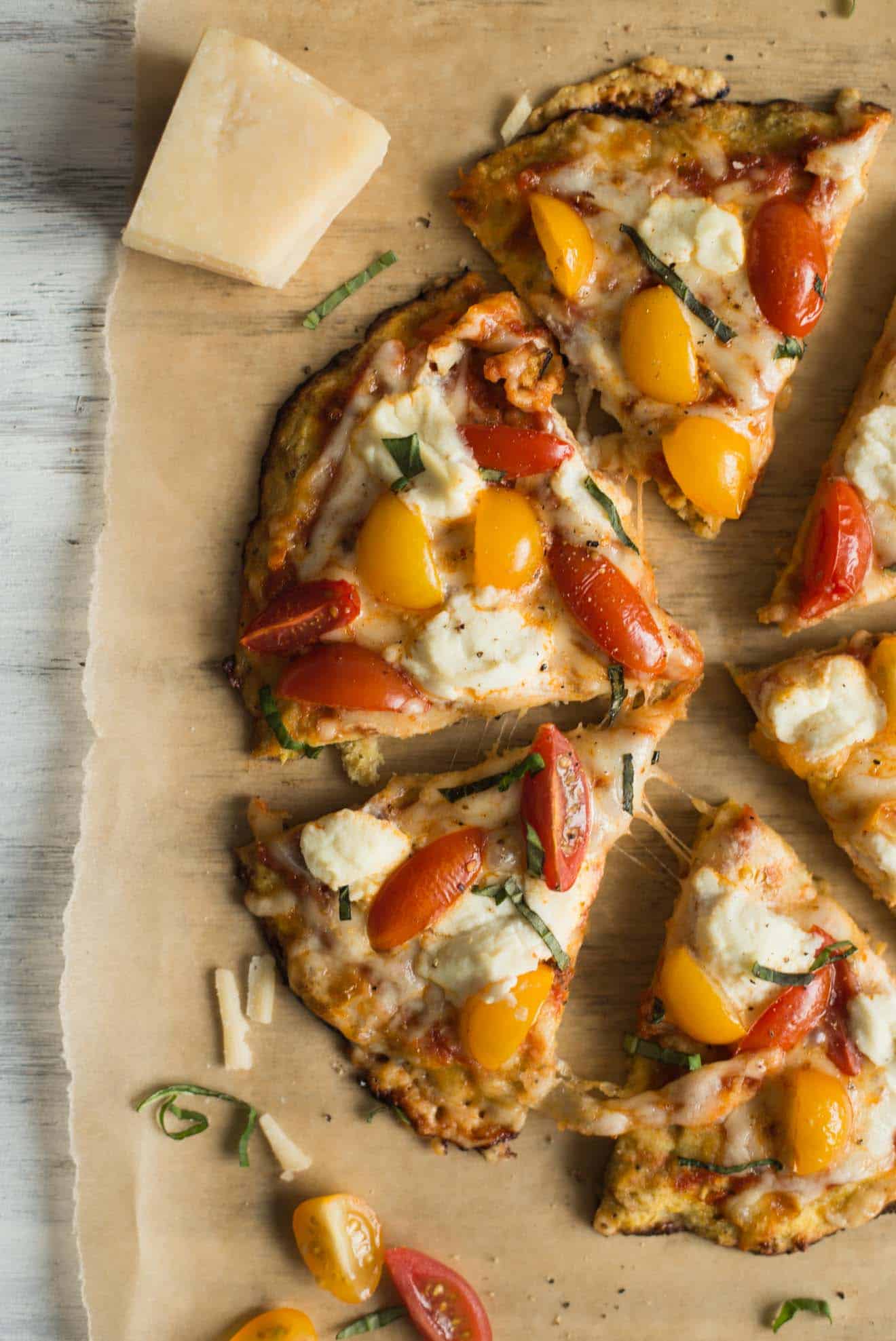 Three Cheese Plantain Crust Pizza - easy, gluten-free pizza ready in 30 minutes! by @healthynibs