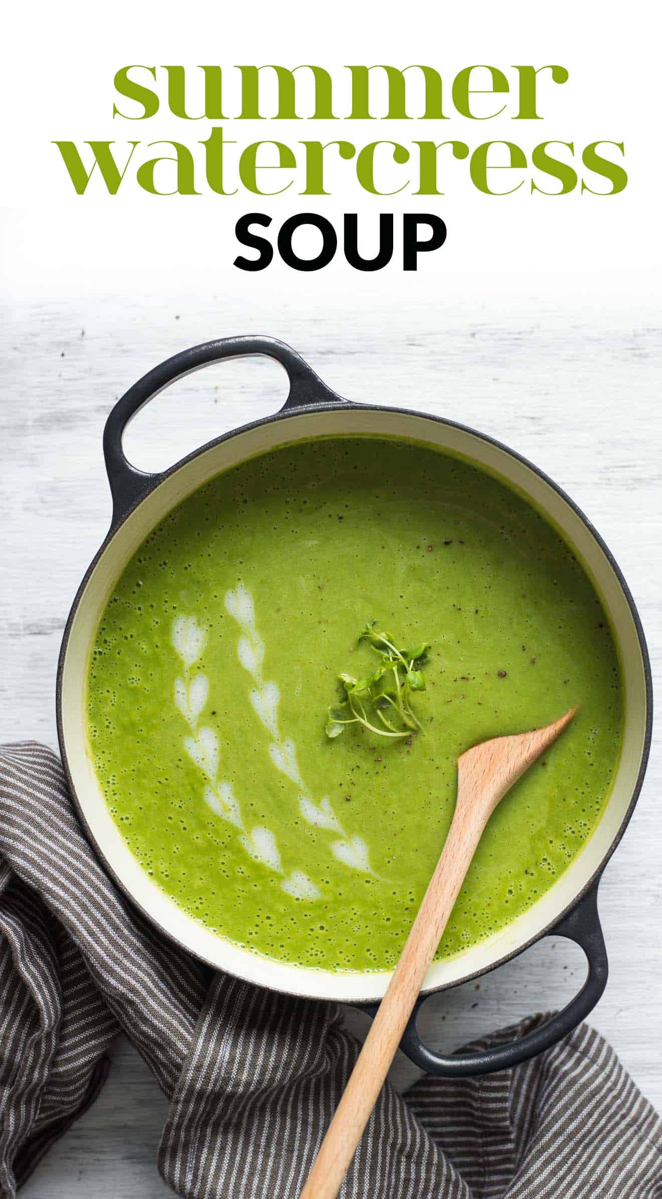 Easy Watercress Soup with Potatoes, Peas, Ginger, and Basil - it's a healthy summer soup that's also gluten free! by @healthynibs