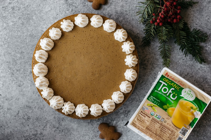 Lightened Up Gingerbread Cheesecake with Tofu - an easy, gluten free dessert from @healthynibs