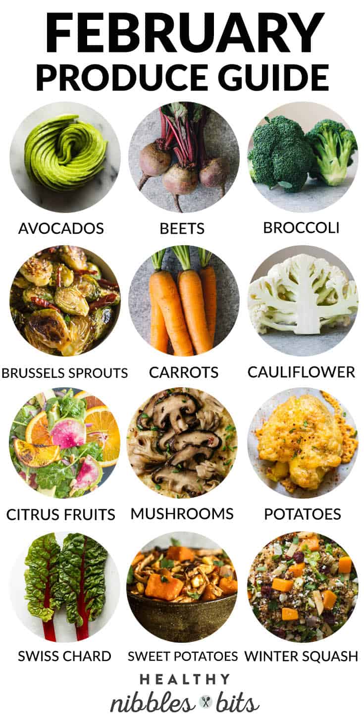 February Produce Guide - fruits and vegetables that are in season + recipe ideas on how to cook them!
