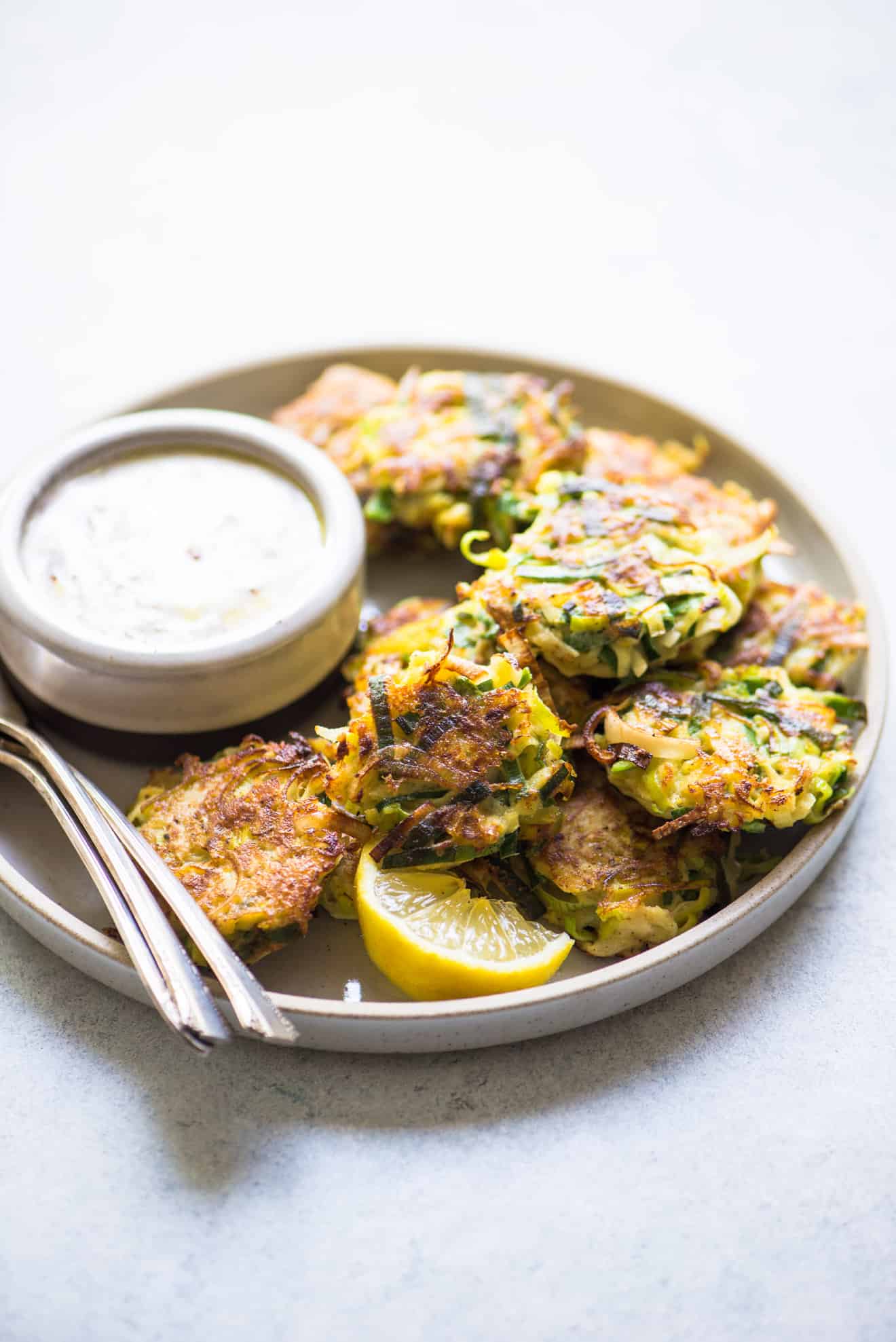 Leek and Kohlrabi Fritters with Sumac Yogurt - simple fritters that are great for an appetizer!
