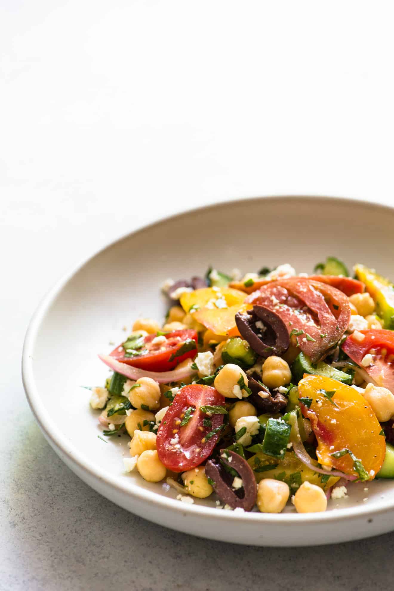Greek Salad with Chickpeas - a healthy salad that is great as a side or main dish!