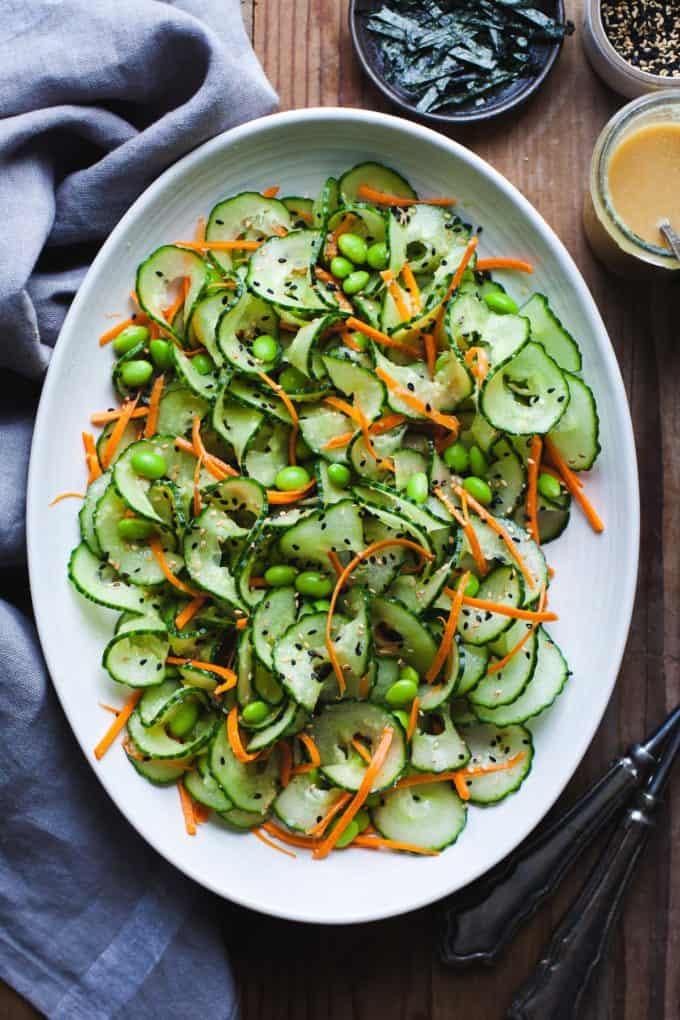 Sesame Ginger Miso Cucumber Salad from Snixy Kitchen