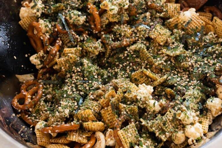 Chex mix with furikake on top
