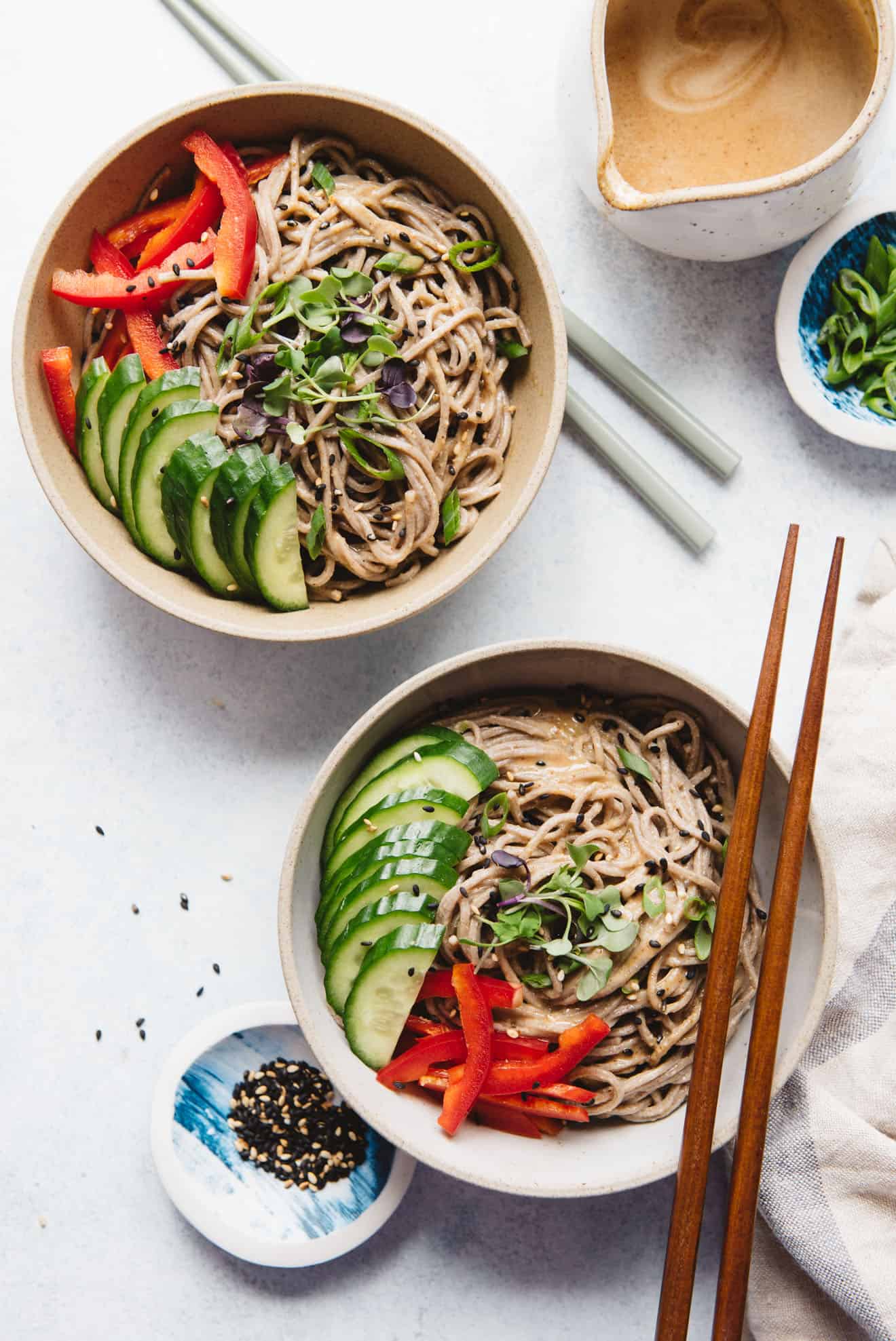 Cold Soba Noodles with Almond Butter Sauce (Vegan)