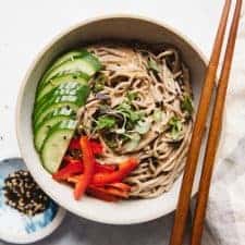 Cold Soba Noodles with Almond Butter Sauce (Vegan)