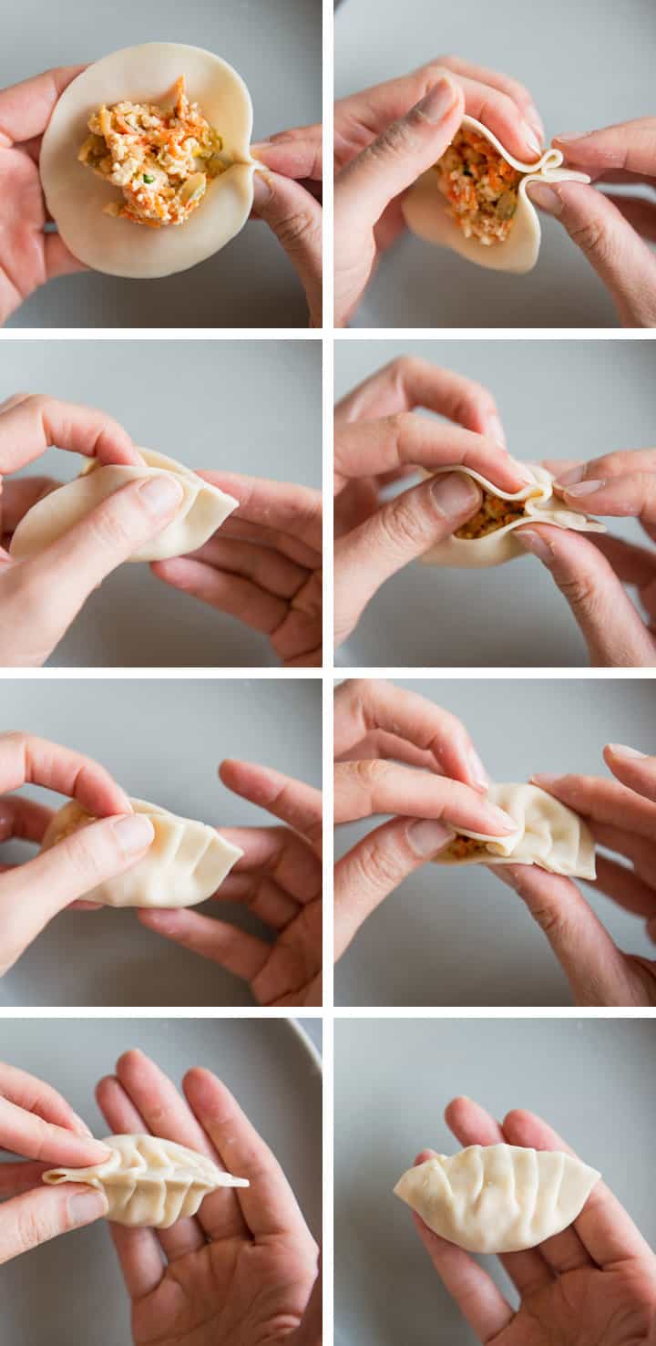 Tofu and Kimchi Dumplings Folding Collage 2