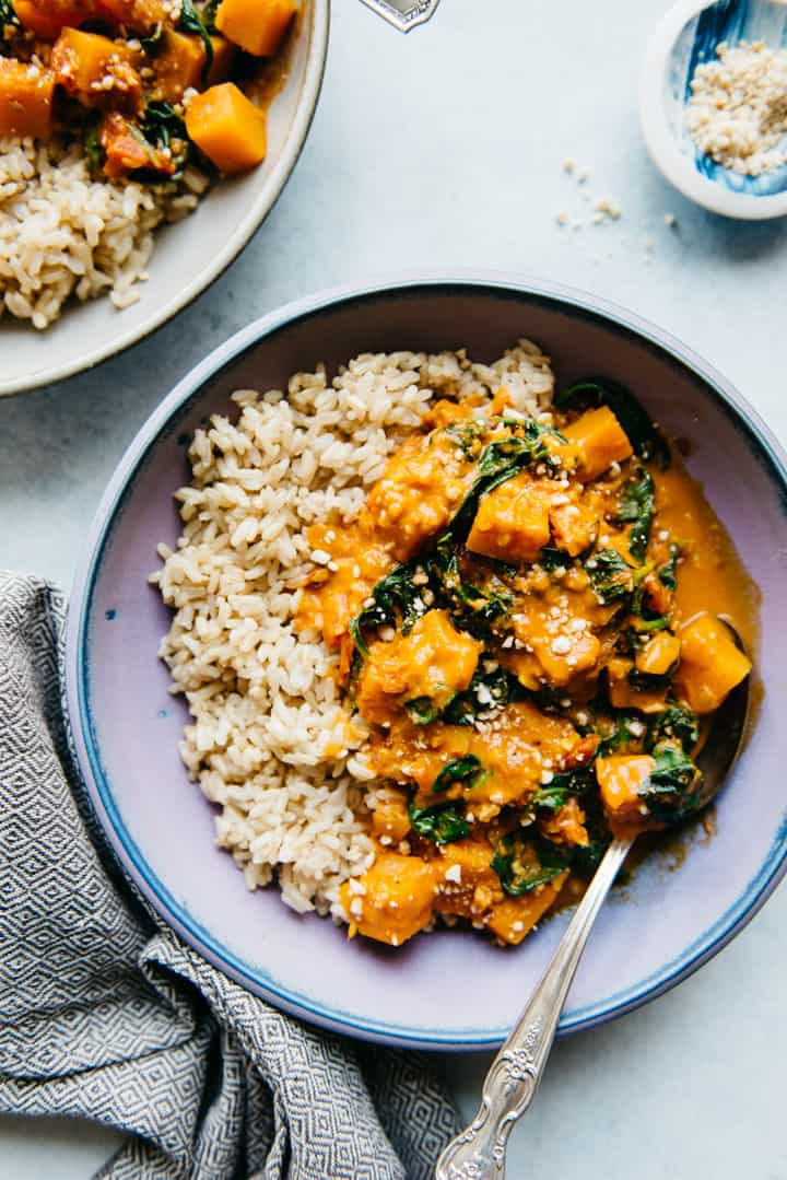 Delicious Vegan Butternut Squash Curry Recipe - ready in 45 minutes!