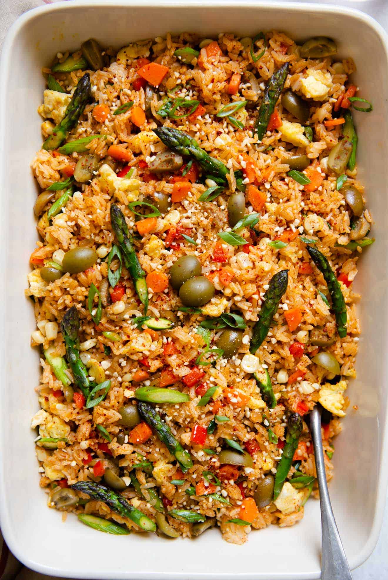 Red Curry Fried Rice with Olives