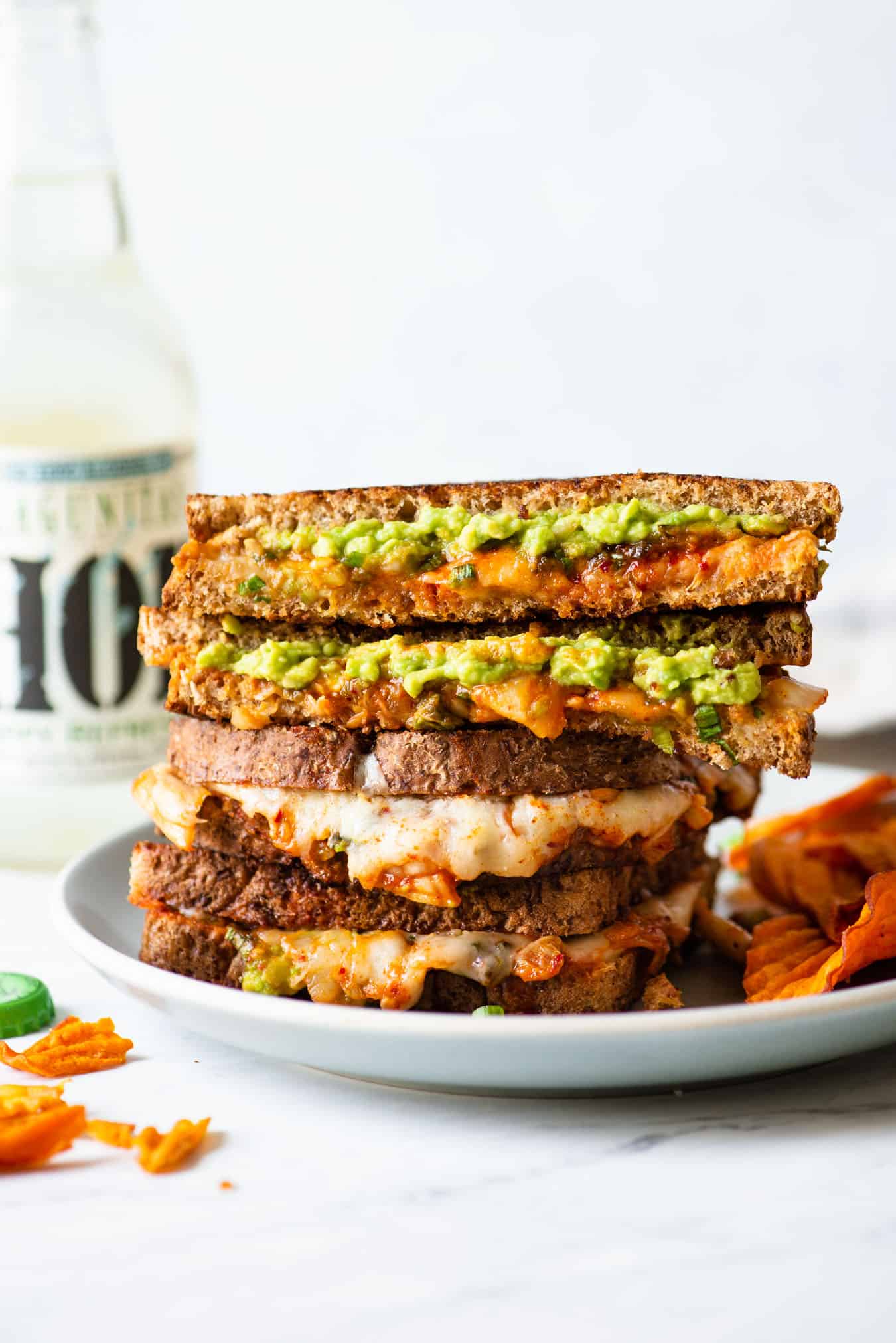 Kimchi and Avocado Grilled Cheese Sandwich - a quick vegetarian meal!