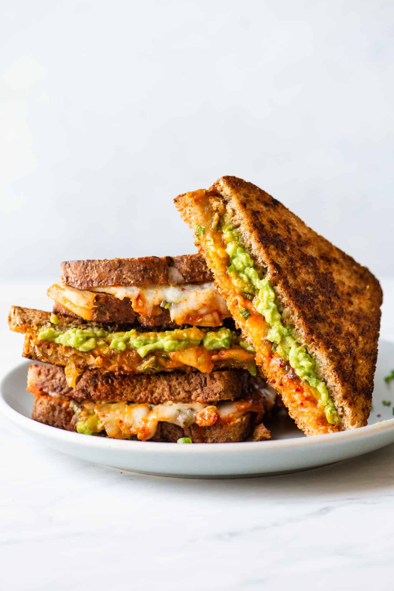 Kimchi and Avocado Grilled Cheese Sandwich