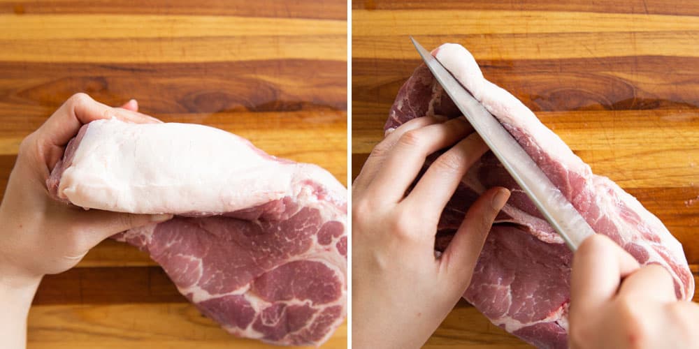 Slicing Pork Shoulder Fat