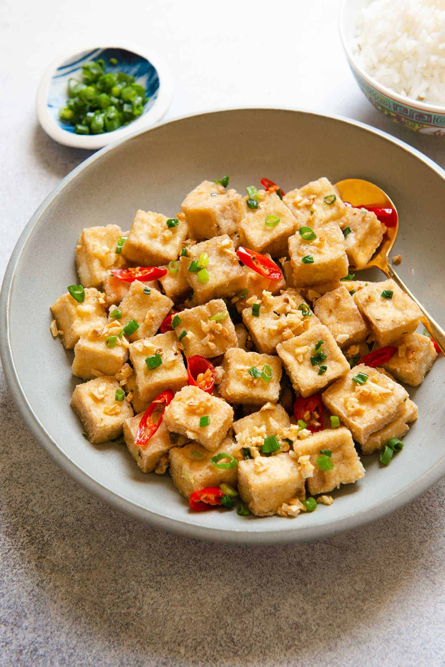 Salt and Pepper Tofu - easy vegan side dish