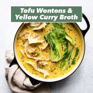Tofu Wontons Yellow Curry Broth