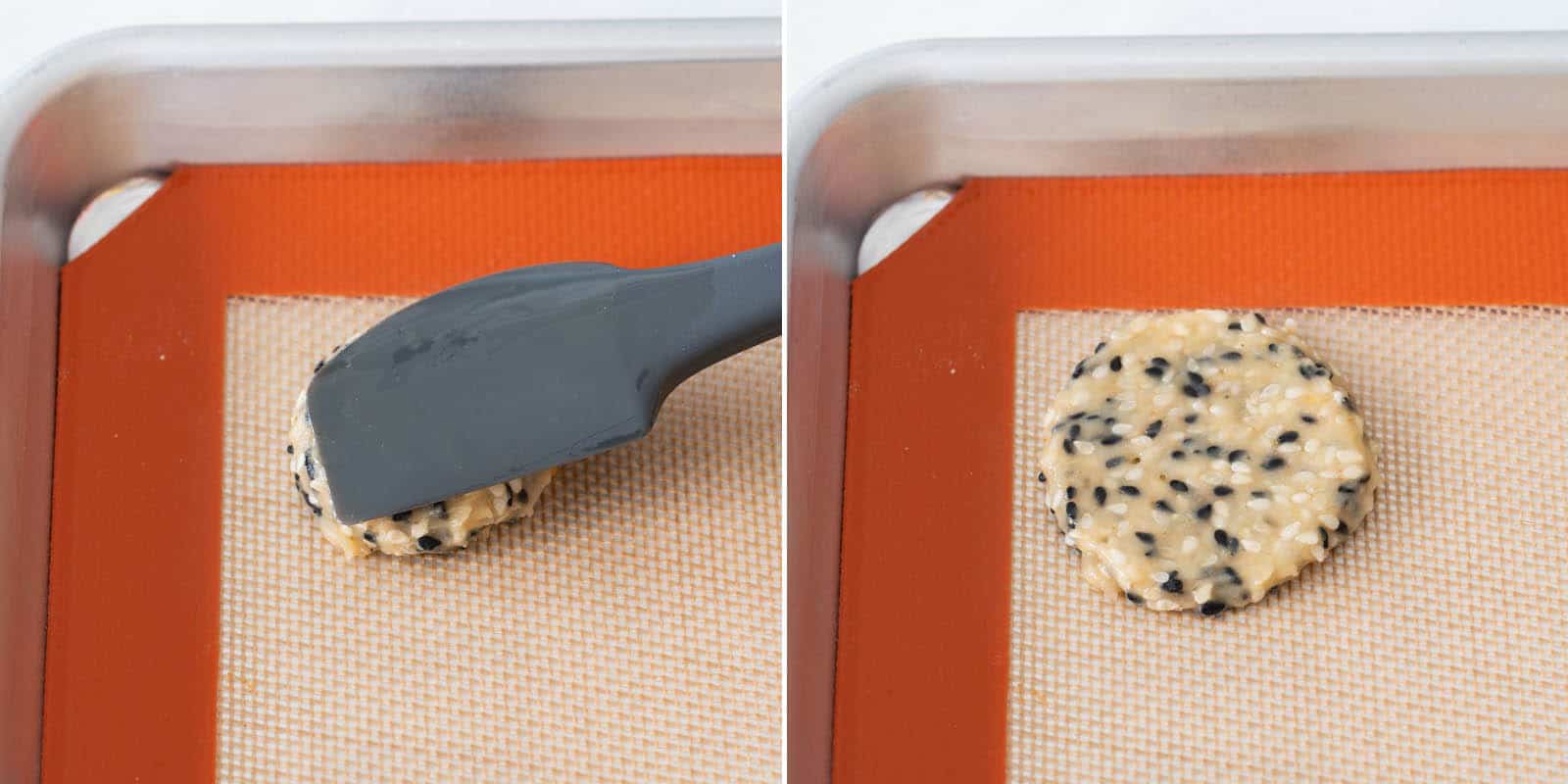 Flattening Cookie dough with spatula